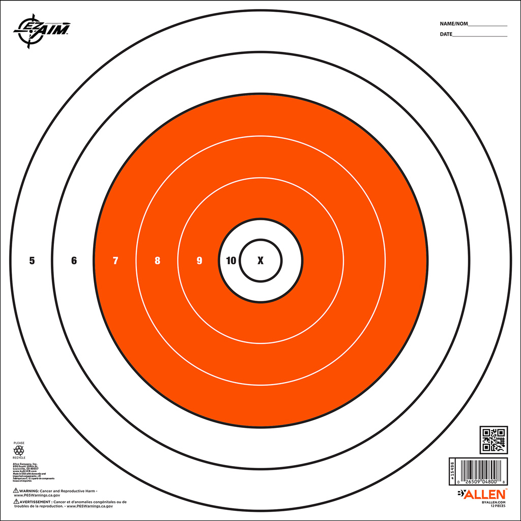 EzAim Bullseye Paper Targets 12x12 12 pk.
