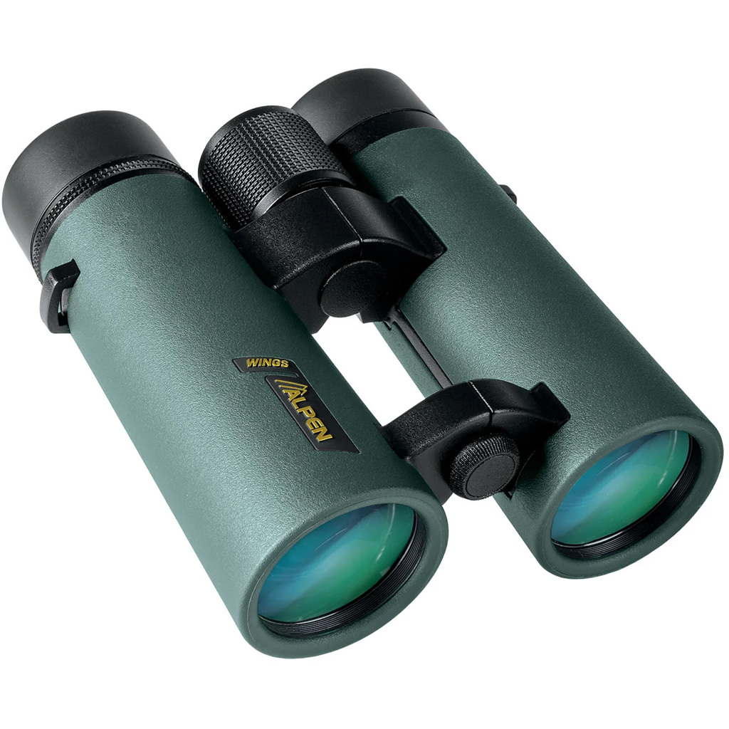 Alpen Wings Binoculars 10X42 Wide Angle, Open Bridge, BAK4 Glass, Green