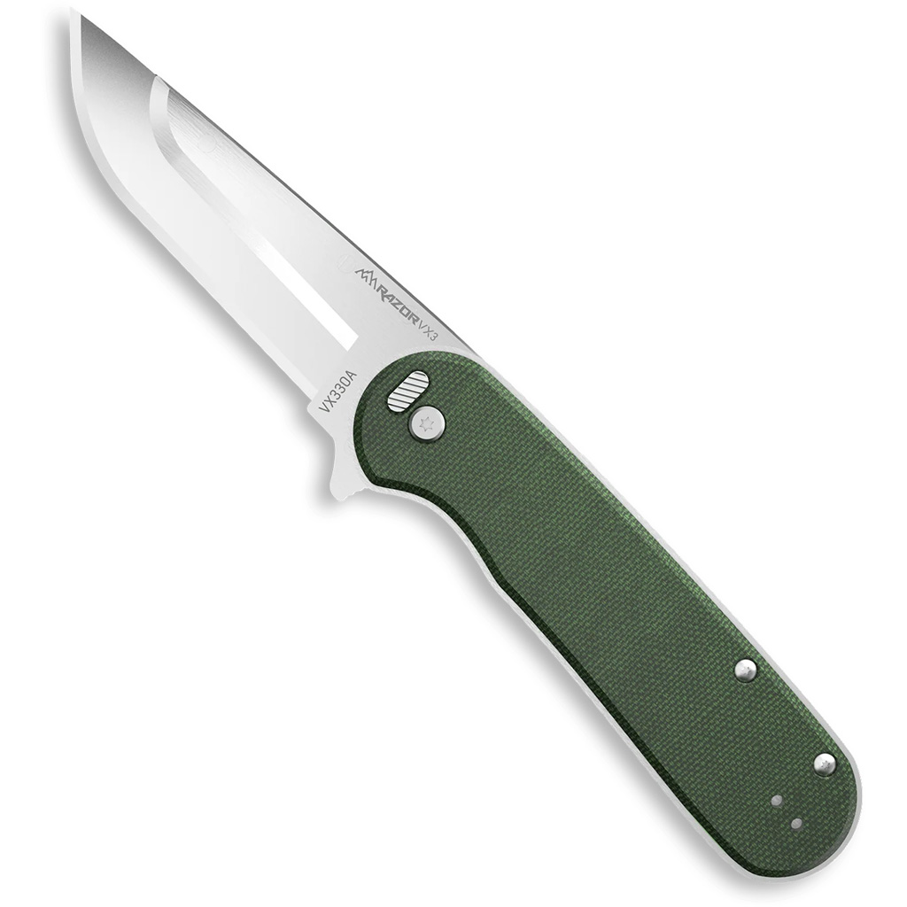 Outdoor Edge Razor VX3 EDC Knife Micarta Green 3 in.
