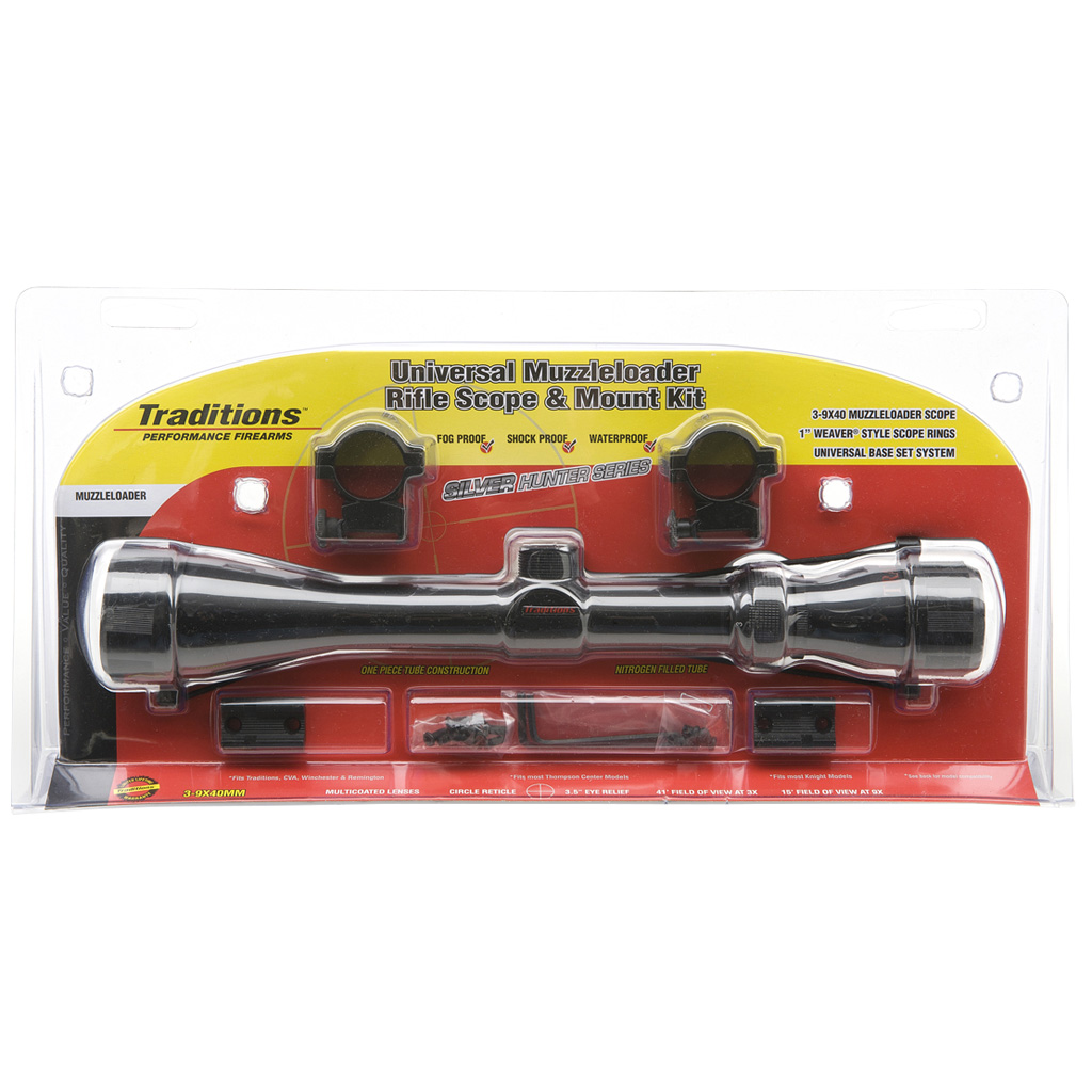 Traditions Muzzleloader Scope w/Rings and Base Black 3-9x40