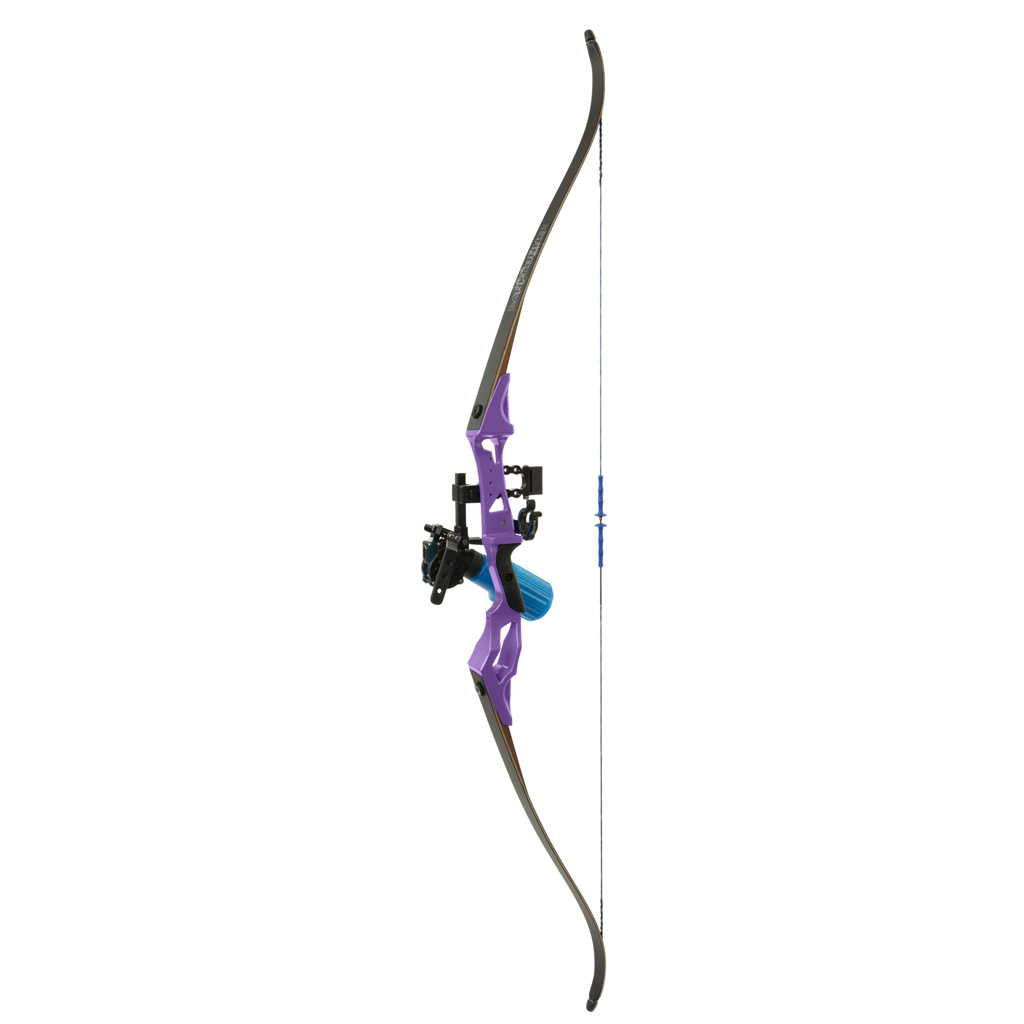 Fin Finder Bank Runner Bowfishing Recurve Package with Winch Pro Bowfishing Reel Purple 35 lbs. RH