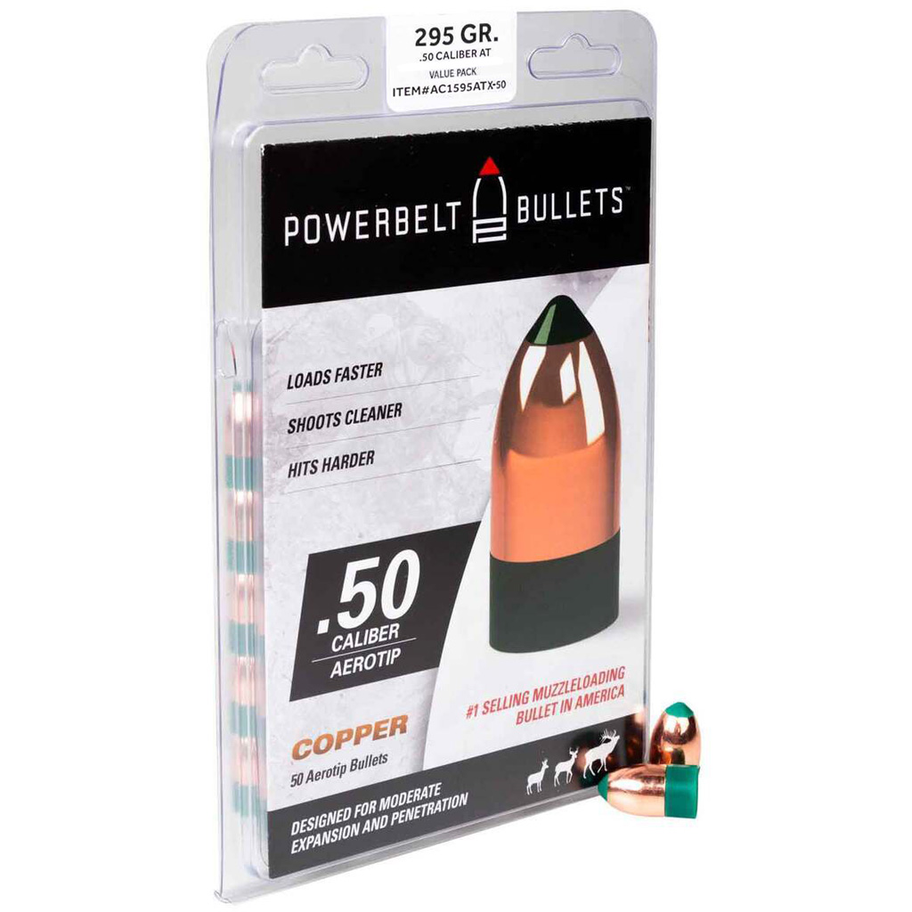 Powerbelt Bulk Pack AeroTip Bullets 50 cal 295 gr 50 pk